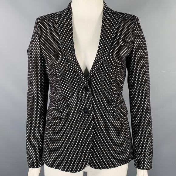AKRIS Size 10 Black White Cotton Blend Geometric Blazer - Picture 1 of 8
